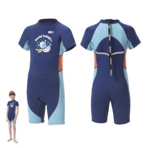 Neoprenanzug Kinder 2MM Neoprenanzug Kurz/ Lang Thermischer UV Schutz Badeanzug Rueckenreissverschluss zum Schwimmanzug kinder