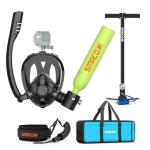 Tauchflasche mit Untermaske für Flachwassertauchen, Handpumpe und transparente Linse