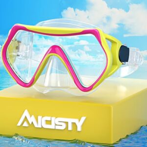 Taucherbrille mit 180° Panorama Anti-Fog Funktion für Schnorcheln und Schwimmen, verstellbares Silikonband