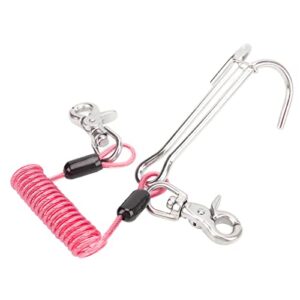Tauchhaken, Tauchstromhaken Doppel-Riffhaken Edelstahl-Tauchstromhaken mit Spiralspulen-Lanyard für Tauchbegeisterte