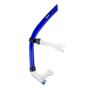 Hochwertiger Frontschnorchel für Schwimmen, bequem und effizient, flexible Mundstück und komfortables Kopfband aus 100% Silikon