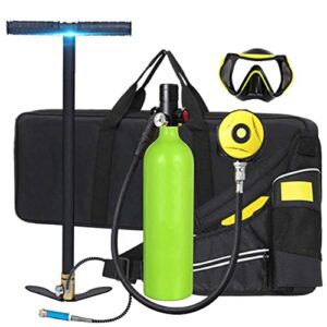 XSGDMN Scuba Diving Tank, 1L Tauchende Sauerstoffflasche mit 15-20 Minuten Kapazität, Mini Tauchflasche mit Hochdruck Luftpumpe für Reisen und Tauchen
