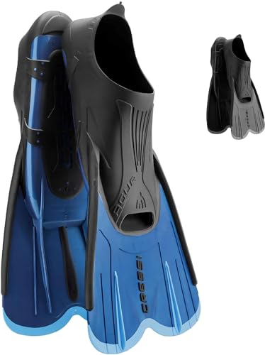 CRESSI Agua Short Fins Blue 41/42 - Selbstjustierende Schwimmflossen für Schnorcheln, Schwimmen und Training, Blau, 41/42