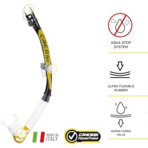 Trockenschnorchel CRESSI Alpha Ultra Dry Snorkel für Tauchen und Schnorcheln, transparenter Snorkel mit blauen und azurblauen Farben, einheitliche Größe für Damen und Herren geeignet.