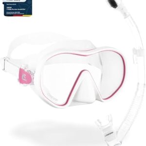 Tauchmaske und Schnorchel Set von Cressi, Weiß, Rosa, Klar. Einheitsgröße, Unisex.