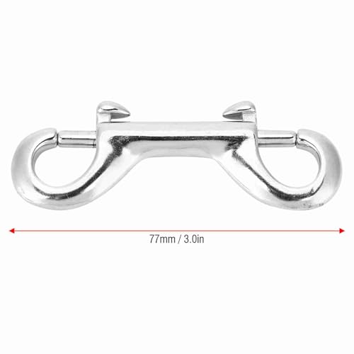 CYSFETENA 77mm Doppelend Karabiner für Tauchen, 316 Edelstahl Doppel Karabinerhaken, Silber langlebiger Doppelkarabiner für Tauchen, Taucher Outdoor Aktivitäten