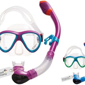 Schnorchelset für Kinder - Designed in Germany - Profi Silikon 2er Set Tauchset Schnorchelset für Kinder (Taucherbrille, Schnorchel & Netztasche) mit Dry Schnorchel & Sicherheitsglas