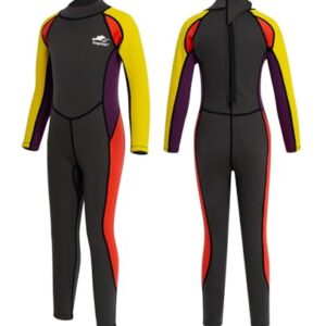 Gogokids Neoprenanzug für Kinder, 2,5mm Neopren UV-Badeanzug mit Rückenreißverschluss und Thermo-Neopren-Anzug für Mädchen und Jungen zum Schwimmen, Surfen und Tauchen