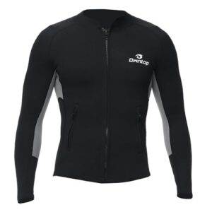 Herren Neoprenanzug Oberteil Jacke 2mm Neoprene Langarm für Wärme Komfort, Langlebiger YKK Frontreißverschluss und Verlängerte Rückenklappe, Grau L