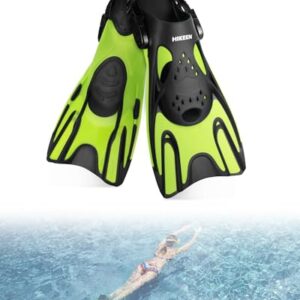 Hikeen Verstellbare Schnorchelflossen: Schwimmflossen Kurz Flossen Erwachsene mit Offener Ferse, Unisex Tauchflossen inkl. Netzbeutel (42-47cm)