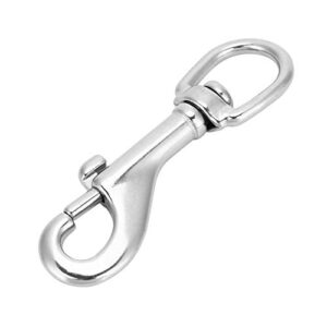 Keenso Wirbel-Karabinerhaken aus 316 Edelstahl mit runder silberner Ösenschließe für Taucher (65 mm) Wassersport, hochwertiger und robuster Karabinerhaken