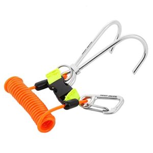 Riffhaken Tauchen Edelstahl Riffhaken mit Spiralkabel für Scuba-Taucher, Reef Haken Sicherheitszubehör mit Spiral Coil Lanyard Schnellverschluss, orange