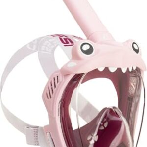 Kinder vollmaske für Schwimmen und Tauchen, rosa/violett/weiß, CO2-sicher, speziell entwickelt für Kinder, beschlagfreie Maske mit Dry Schnorchel und Auslassventil.