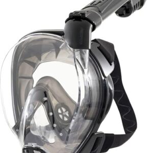 Cressi Komodo Schnorchelmaske Vollmaske Dry mit 180° Sichtfeld und CO2 Sicherheit aus 100% silikon, schwarze Farbe, Größe M/L.
