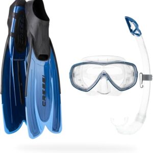 Cressi Schnorchel-Set mit Flossen, Tauchmaske und Schnorchel in blauer Farbe für ein Größe 39/40