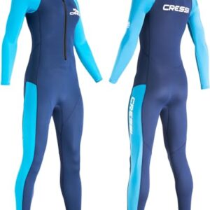 Neoprenanzug für Damen, Cressi Wahoo Lady Monopiece Wetsuit 2mm M/3-Einteiliger Neoprenanzug zum Schnorcheln und Schwimmen, Blau/Azurblau