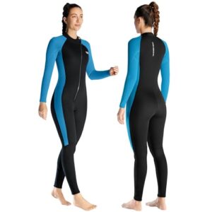 Neopren-Tauchanzug für Damen, 3mm Ganzkörper Neopren Tauchanzüge mit Frontreißverschluss, Langarm, warm halten, Erwachsene Tauchanzüge für Tauchen, Schnorcheln, Surfen