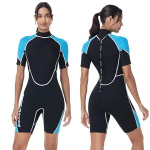 Wetsuit zum Tauchen Surfen, Kurzarm Taucheranzüge Stretchen Neopren für Wassersport