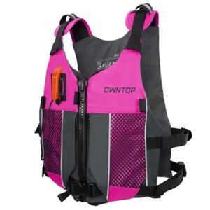 Ergonomische und bequeme Schwimmweste für Jugendliche und Kinder mit Trinkrucksack, Pfeife und Mesh Taschen. Verstellbare Auftriebsweste für SUP, Kajakfahren, Angeln und alle Wassersportarten.