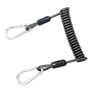 Perfeclan Spiralkabel Tauchen Lanyard mit Karabinerhaken Unterwasser Sicherungsleine aus PU, Schwarz