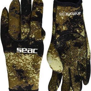 Tauchhandschuhe aus der Seac Anatomic Camo-Linie, unisexe Handschuhe für Erwachsene in brauner Farbe und Einheitsgröße L, ideal für Tauchen mit warmen Händen
