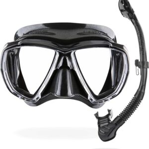 CRESSI Big Eyes+Alpha Ultra Dry Combo Black/Black - Tauchset mit Maske und Schnorchel für Erwachsene, Schwarz/Schwarz, Einheitsgröße