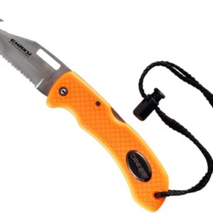 Tauchermesser Cressi Chaku Knife Orange mit doppelt gezahnter und glatter rostfreier Klinge für Tauchen und Apnoe