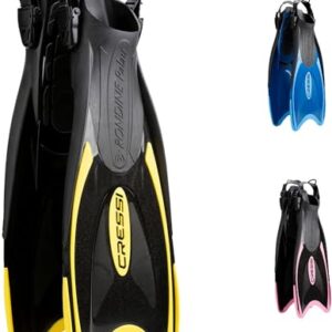 Verstellbare Flossen für Erwachsene zum Schnorcheln und Schwimmen, Schwarz/Gelb Lange Flossen, M/L (41/44)