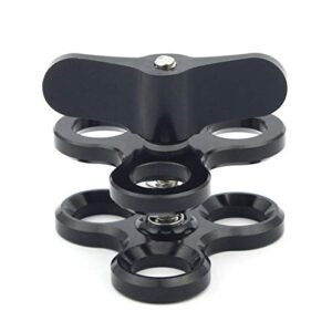 Black CS PRIORITY Triple Ball Clamp für Unterwasserfotografie mit 3 Löchern und Butterfly Clip