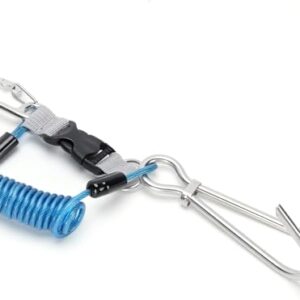 CYTGOUPER Riffhaken aus Edelstahl mit Spiralkabel und Schnellverschluss, Tauchen Zubehör für Unterwasseraktivitäten, Sicherheitszubehör für Taucher inkl. O-Ring in Blau