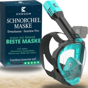 Khroom Schnorchelmaske, CO2-reduzierende Tauchermaske für Erwachsene und Kinder ab 10 Jahren, Seaview Pro mit Vollgesichtsmaske und Linsen für Brillenträger