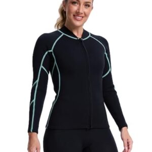 Damen-Neoprenanzug, 2 mm dick, langärmelig, Super-Stretch, Neoprenjacke zum Tauchen, Surfen, Schnorcheln und Wassersport