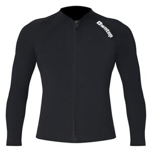 Neoprenanzug Jacke für Herren - 2mm Neoprenanzug Top Langarm, Frontreißverschluss für Tauchen Surfen Schnorcheln Schwimmen, Herren Schwarz L