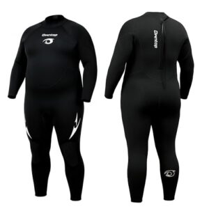 Owntop Neoprenanzug Übergrößen Herren Damen, 3/2mm Neopren Rückenreißer Wetsuit, Vollanzug Thermo Tauchanzug für Kaltwasser Tauchen Surfen, Herren Schwarz 4XL