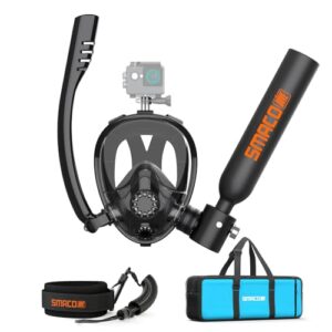 Tauchflasche mit Untermaske, 0,5 Liter Fassungsvermögen, 6 Minuten Unterwasseratem, kleine Tauchflasche für Flachwassertauchen, Schwarz