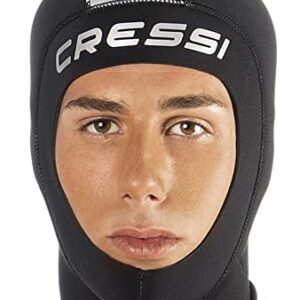 Cressi 3mm Neopren Kopfhaube, schwarze Unisex-Kopfbedeckung für Schwimmer und Taucher