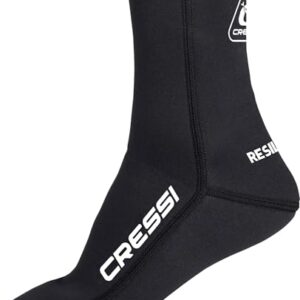 Cressi Neoprene Socken XL, Schwarz, 3 mm Doppelgewebe für Tauchen und Wassersportarten