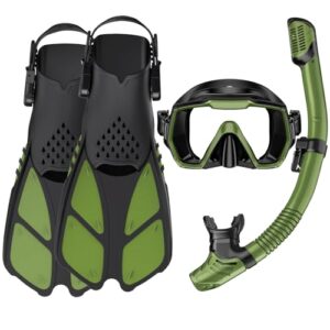 Schnorchelset für Erwachsene mit Flossen, Tauchermaske und Dry Top Schnorchel in Reisegröße