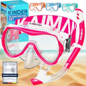 Kinderschnorchelset mit Taucherbrille und Schnorchel, ideal für Kinder ab 4 Jahren, bruchsicheres Sicherheitsglas, leicht zu tragen, KAIMANA SeaExplorer Schnorchelset