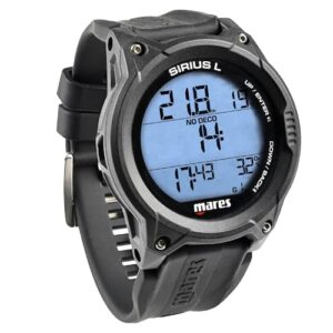 Mares Dive Computer Sirius L, Tauchcomputer für Tauchsportler mit verschiedenen Funktionen wie Uhr, Weckerfunktion, Nitrox- und Apnoemodus sowie Firmware-Update über die App Mares.