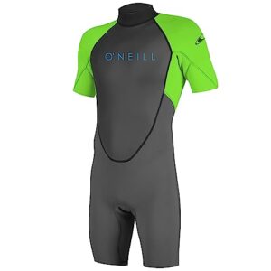 O'Neill Neoprenanzug Reactor-2 2mm Back Zip S/S Spring Graph/Dayglo M - hochwertiger und bequemer Surferanzug aus UltraFlex-Kombinationsneopren mit Flachstich-Breathable-Scheiben und Wind-Resistentem Smoothskin-Chest-und-Back-Sektor
