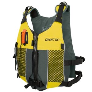 Owntop Schwimmhilfe für Erwachsene und Jugendliche mit Trinkrucksack, Pfeife und Mesh-Taschen. Verstellebare Auftriebsweste für SUP, Kajakfahren, Angeln und andere Wassersportarten.