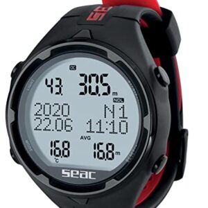 Tauchcomputer für Gerätetauchen und Freediving, Logbuch, Dive Planner, Safety Alarme, schwarz/rot HR