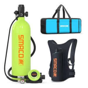 SMACO Mini Tauchflasche 2L, professionelle Ausrüstung für Flachwassertauchen, tragbare und leichte Taucherflasche mit CE/PED/DOT-Zertifizierung und S700Plus-Sekundärregler