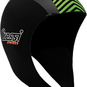 Cressi Swim Hood 2mm - Unisex Erwachsener Schutzkappe zum Schwimmen, Schnorcheln und Tauchen in Schwarz/Orange/Lime
