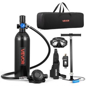 VEVOR Mini-Tauchflasche 1 L, Tragbare Lungenflasche für Unterwasseratmung und Wiederverwendbare Sauerstoffflasche für bis zu 20 Minuten Tauchzeit.