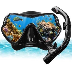 AOOSA Schnorchelset für Erwachsene mit Taucherbrille und trockenem Schnorchel, ideal für Tauchen, Schnorcheln und Schwimmen in kaltem oder warmem Wasser
