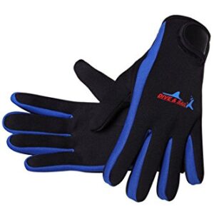 Cokar Neopren Handschuhe für Tauchen und Schnorcheln, elastisch, warm, verstellbar, M-Größe, Blau