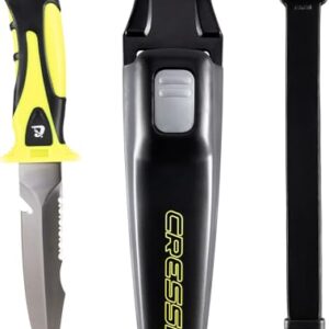CRESSI Argus Knife, Tauchermesser für Unterwasserabenteuer, 26,8 cm lang, perfekt für Erwachsene, Schwarz-Gelb Farbe