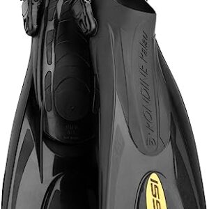 Verstellbare Flossen für Erwachsene zum Schnorcheln und Schwimmen, Schwarz/Gelb Kurze Flossen, L/XL (44/47)